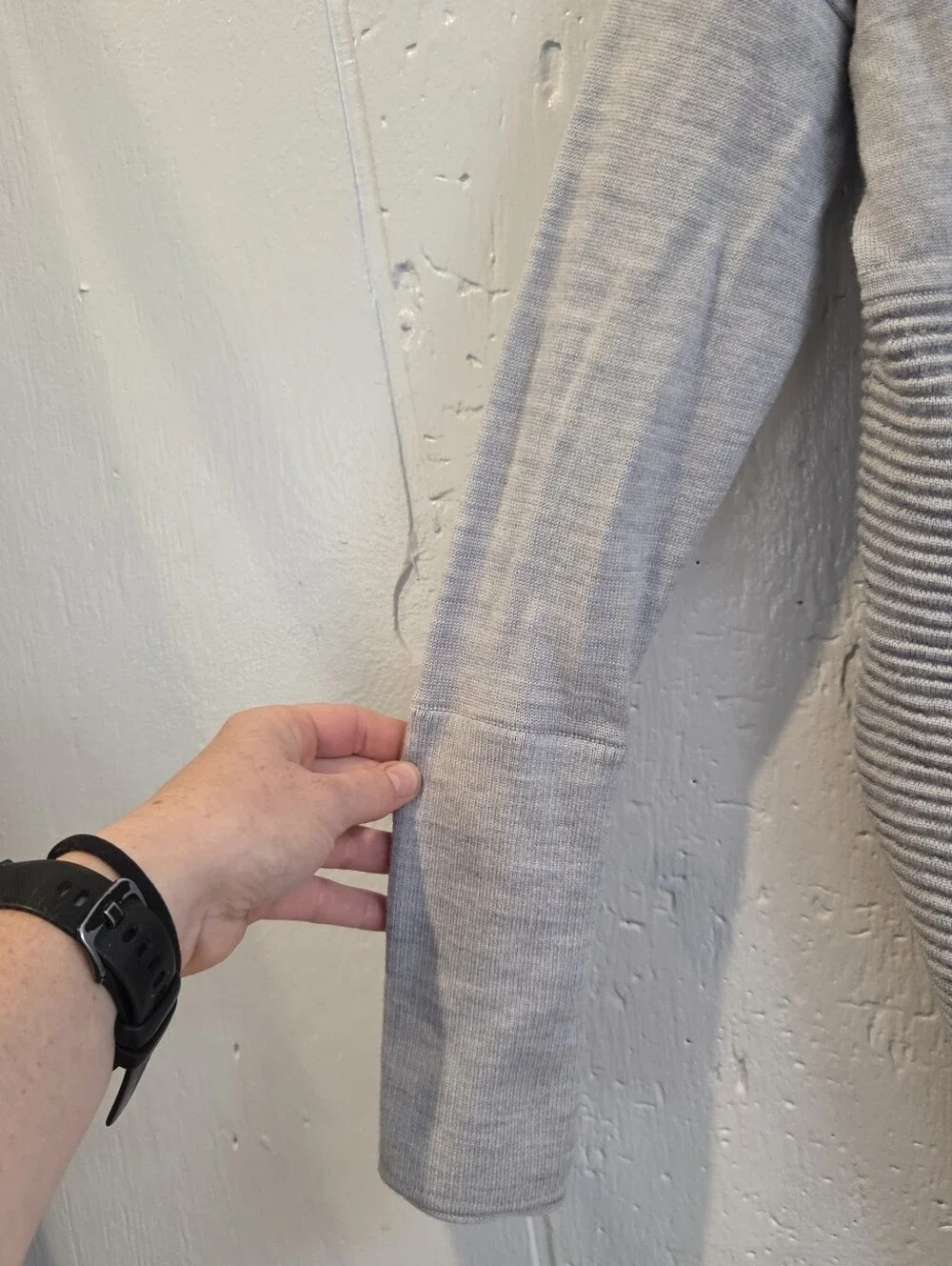 Lululemon Light Gray Blue Open-Front Ribbed Pocket Cardigan Sweater